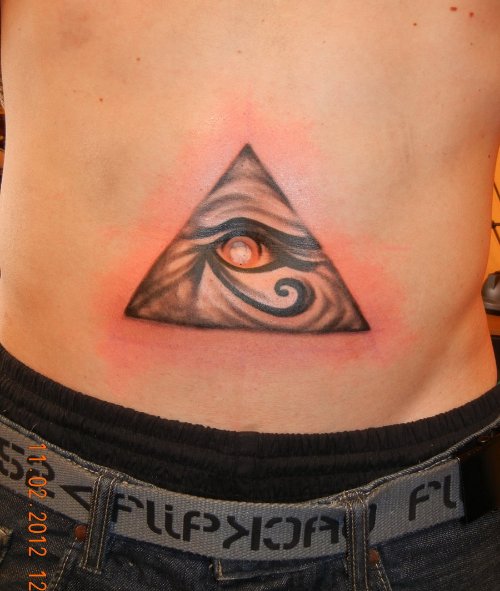Eye Of Ra Tattoo On Belly